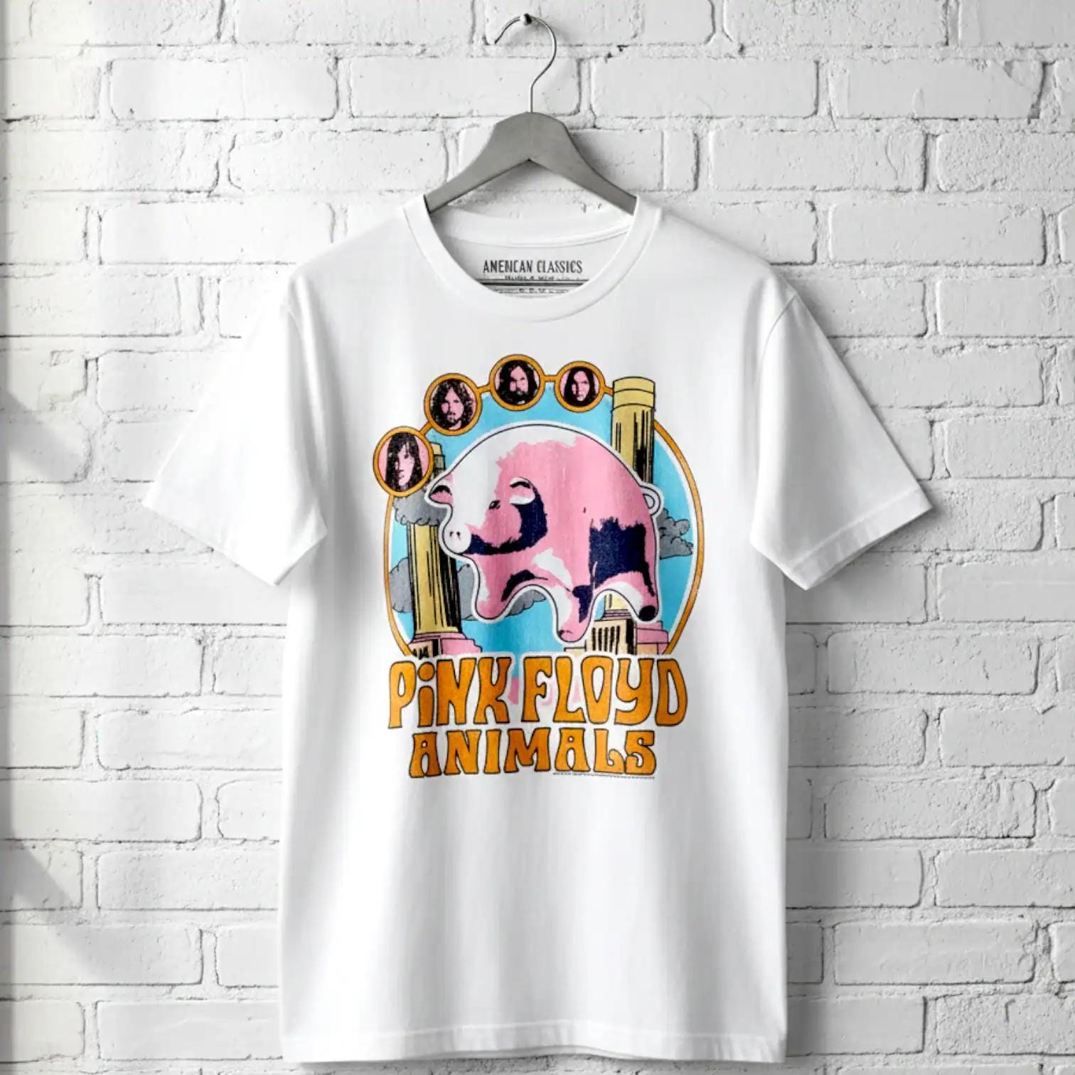 希少 90s PINKFLOYD ANIMALS ピンクフロイド Tシャツ 総柄 Pink Floyd Animals Pig Art T-shirt: Vintage Rock Band Graphic Tee