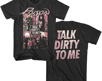Poison Men's T-shirt Talk Dirty To Me Graphic Tee Heavy Metal Concert Tour Merch Vintage Music Band Album Cover Official Merchandise