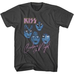 KISS Band Men&#39;s Shirt KISS Creatures of The Night Album Cover Tee Glam Metal Band Merch Rock Concert Tour T-shirt Official Music Top