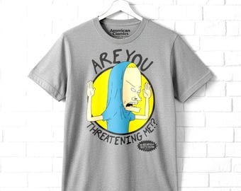 Beavis and Butt-Head Cornholio T-Shirt Are you Threatening Me Cartoon Tee