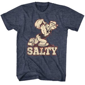Popeye Men&#39;s T-Shirt Salty Sailorman Graphic Tee Vintage Cartoon Funny Comic Character Cool Unique Gift For Him Grumpy Husband
