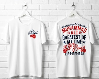 Muhammad Ali "Greatest Of All Time" Vintage Boxing T-Shirt - 100% Cotton White Tee