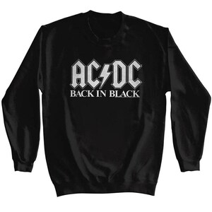 ACDC Back in Black Sweater - Classic Rock Band Cotton Blend
