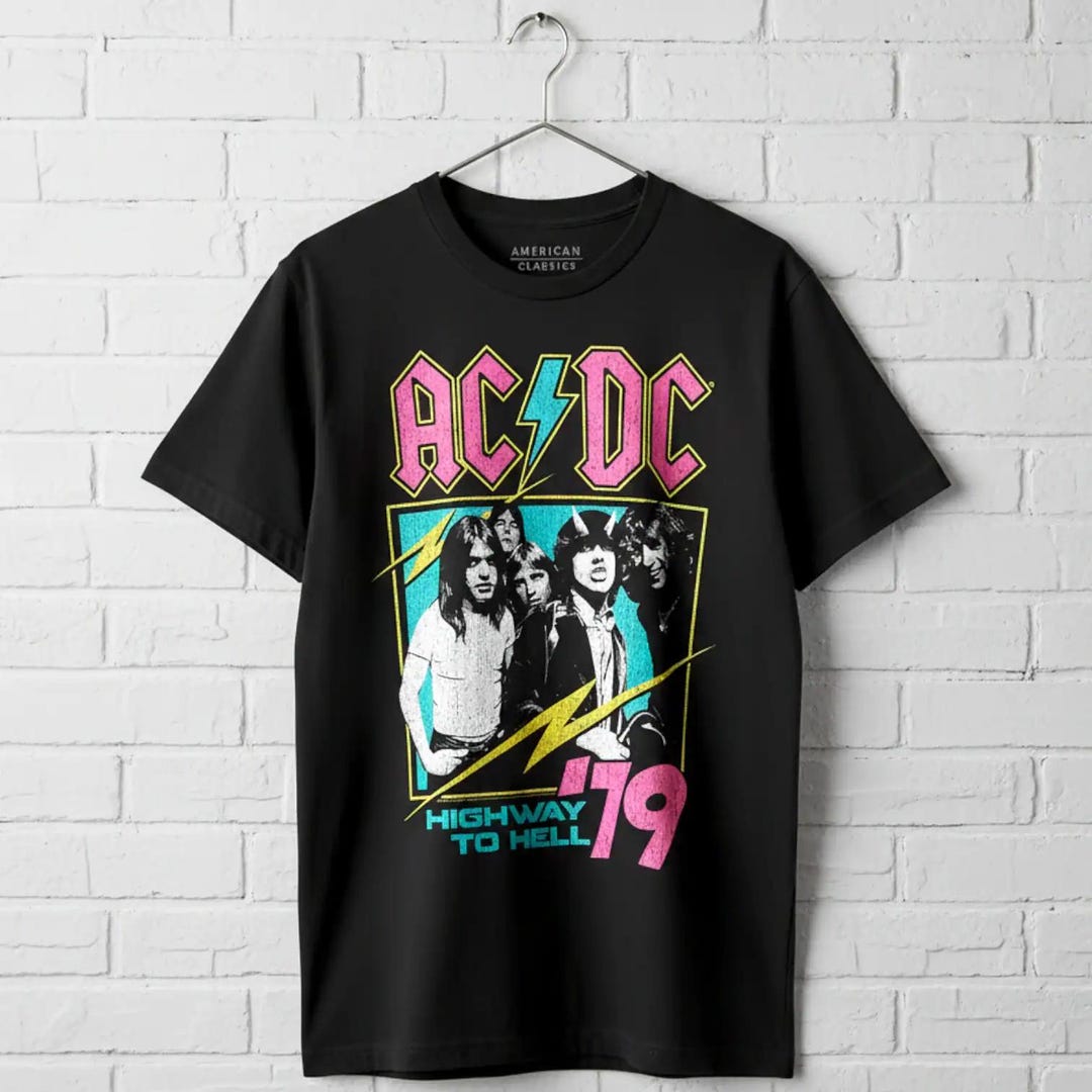AC/DC Highway to Hell 1979 Tour T-Shirt, Vintage Rock Band Top