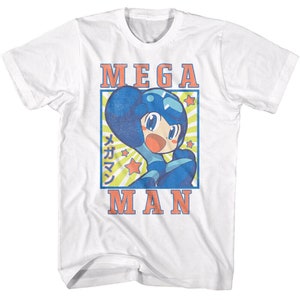 Mega Man Starburst Chibi Men&#39;s T-Shirt Japanese Character Rokkuman Capcom Video Game Merch Vintage Style Gamer Lover T-Shirt