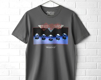 Aerosmith Rocks Shirt Men's Album Cover Diamonds Metal T-Shirt Band Tour Merch Tees