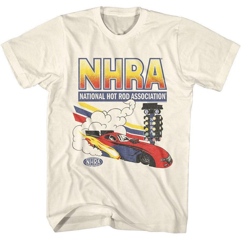 Men's NHRA Flaming Dragster T-Shirt, Vintage Style (S-4XL) afbeelding 1