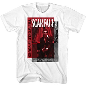 Scarface Men&#39;s T-Shirt Tony Montana The World is Yours Movie Graphic Tee Vintage Gangster Film Merch Shirt