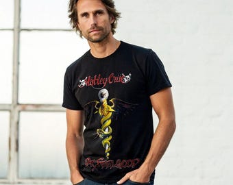 Motley Crue Men's T-Shirt Dr Feelgood Album Graphic Tee Heavy Metal Vintage Rock Music Band Merch Concert Tour 100% Cotton Shirt Gift