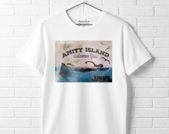 Jaws Men's T-Shirt Amity Island Welcomes You Graphic Tees