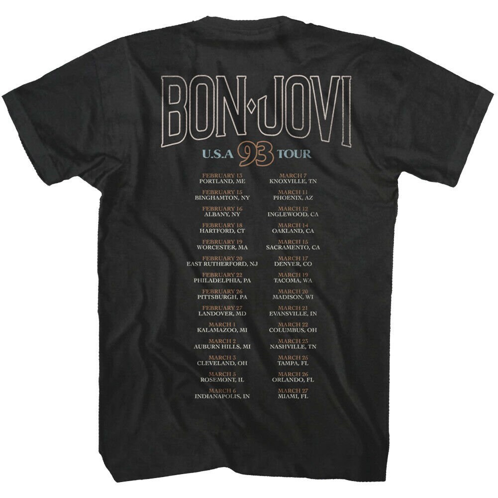 Bon Jovi Men's T-shirt Keep the Faith USA Tour 1993 Graphic Bon Jovi Men's T-shirt Keep the Faith USA Tour 1993 Graphic