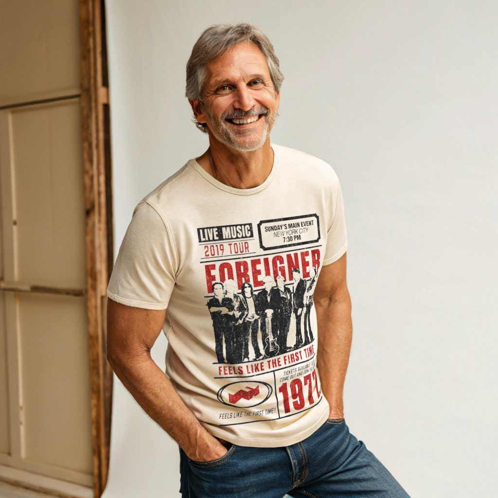 Foreigner Band Men's T-shirt Feels Like the First Time Tour Poster