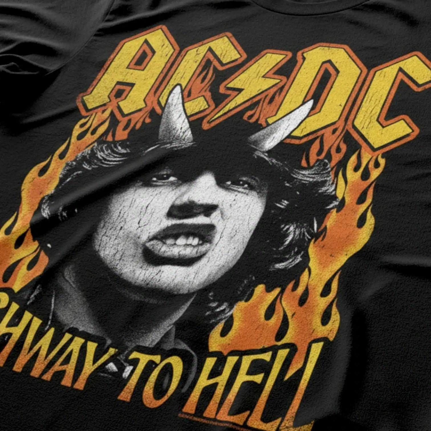 AC/DC Shirt Highway to Hell Fire T-shirt Vintage Angus Young Rock