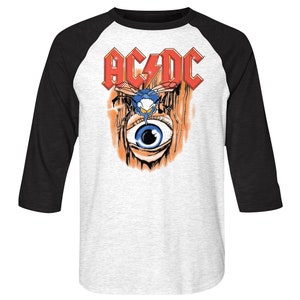 ACDC Men&#39;s Raglan T-shirt Fly on the Wall Album Cover Graphic Tee Contrast Baseball T-Shirt AC/DC Vintage Rock Band Concert Tour Merch