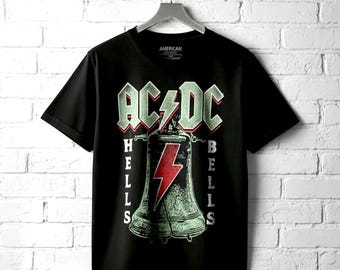 AC/DC Hells Bells Vintage Black T-shirt - 100% Cotton Rock Tee - Etsy