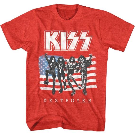 Kiss Band Men's T-shirt American Destroyer Album Cover Graphic Tee