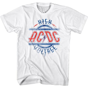 ACDC Men&#39;s T-shirt ac/dc High Voltage Album Graphic Tee Rock Band Concert Tour Merch Vintage Heavy Metal Music Official Merchandise