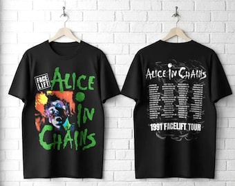Alice in Chains Men's T-Shirt Face Lift Tour 1991 Alt Rock Concert Tee
