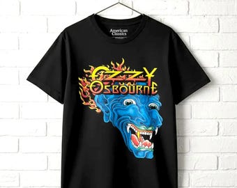 Ozzy Osbourne Tattoo Blue Dragon T-Shirt Prince of Darkness Heavy Metal Tee