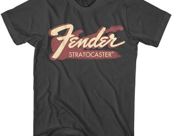 Fender Shirt Stratocaster Guitar Men's Vintage Graphic Tees