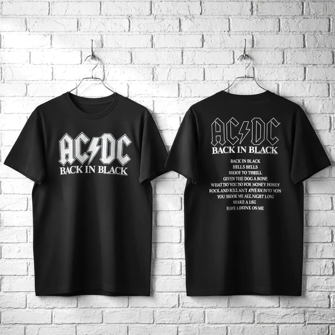AC/DC Back in Black Album Tracklist T-shirt: Vintage Concert Style