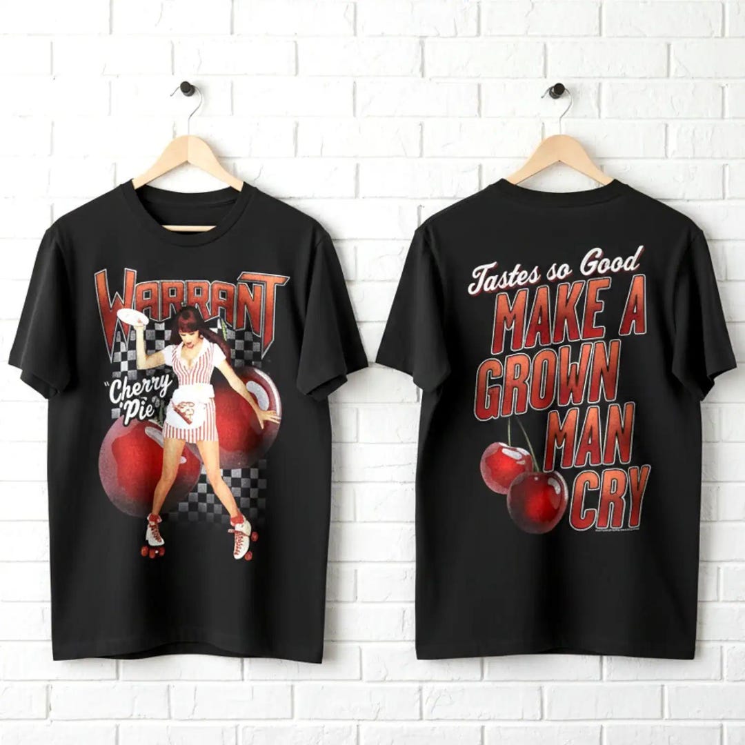 Warrant Cherry Pie Graphic T-shirt: Glam Metal Concert Tour Merch 