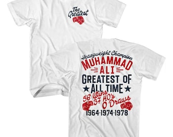 Muhammad Ali Men&#39;s T-Shirt Greatest Boxer of All Time White Shirt Vintage Men&#39;s Clothing 100% Cotton Unique Gift For Best Friend Boxer Lover