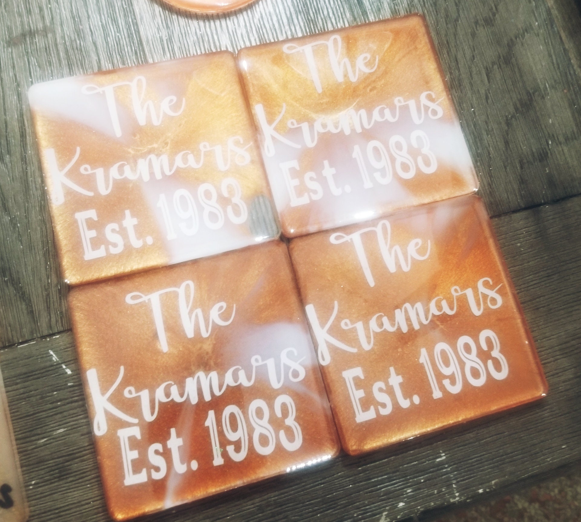 Coasters Family Name Customized Set of 4 Etsy