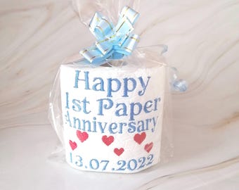 1st Paper Anniversary Gift, Novelty Gift, Embroider Toilet Paper, First Wedding Anniversary Gift, Anniversary Gift, Handmade Novelty Gift