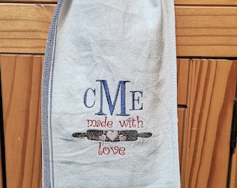 Personalised Embroidered Tea Towel, Custom Kitchen Towel, Monogram Kitchen Gift, Cotton Tea Towel, Housewarming Gift, Gift for Cook