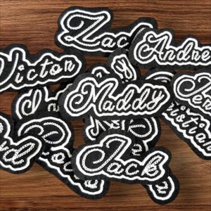 Custom Embroidered Name Patch: Handmade Chain Stitch, Iron-On or Sew-On