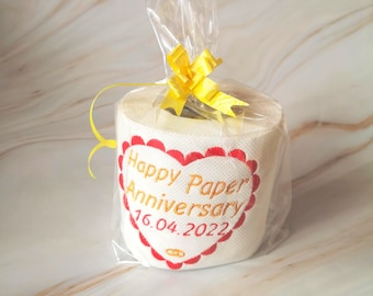 Personalised 1st Anniversary Toilet Roll, Embroidered Toilet Paper, First Anniversary Gift, Funny, Silly, Novelty Gag Gifts
