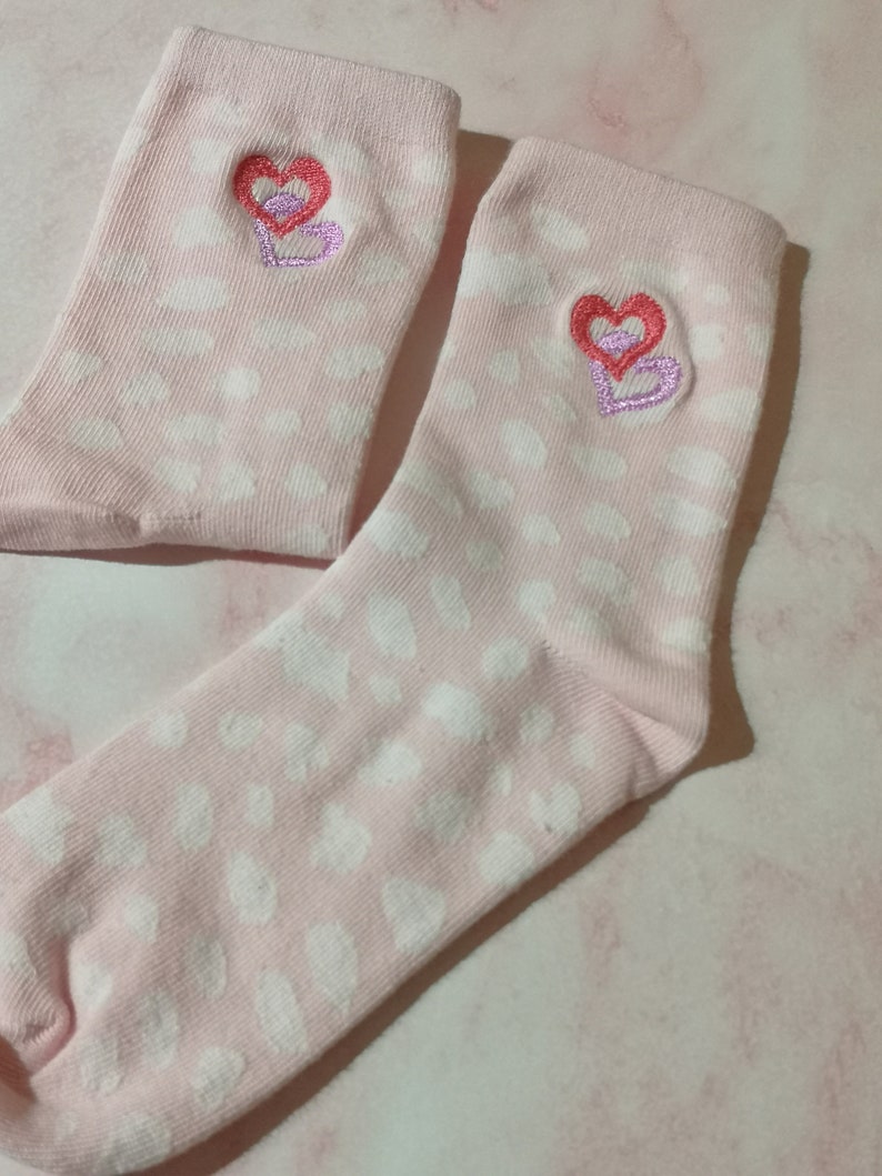 Cute Pink Socks Sister Birthday Gift, Ankle Socks, Socks with Hearts image 7