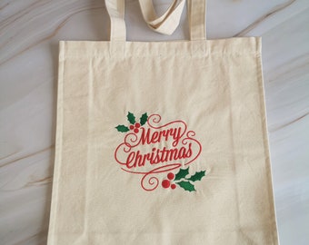 Christmas Gift Bag UK Embroider Tote Bag UK Christmas Tote Gift Bag UK Vintage Christmas Shopping Tote Bag Christmas Gift Bag