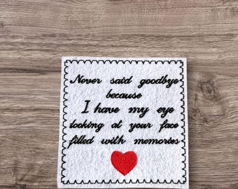 Embroidered Memory Patch: Custom Keepsake for Memory Bear or Cushion
