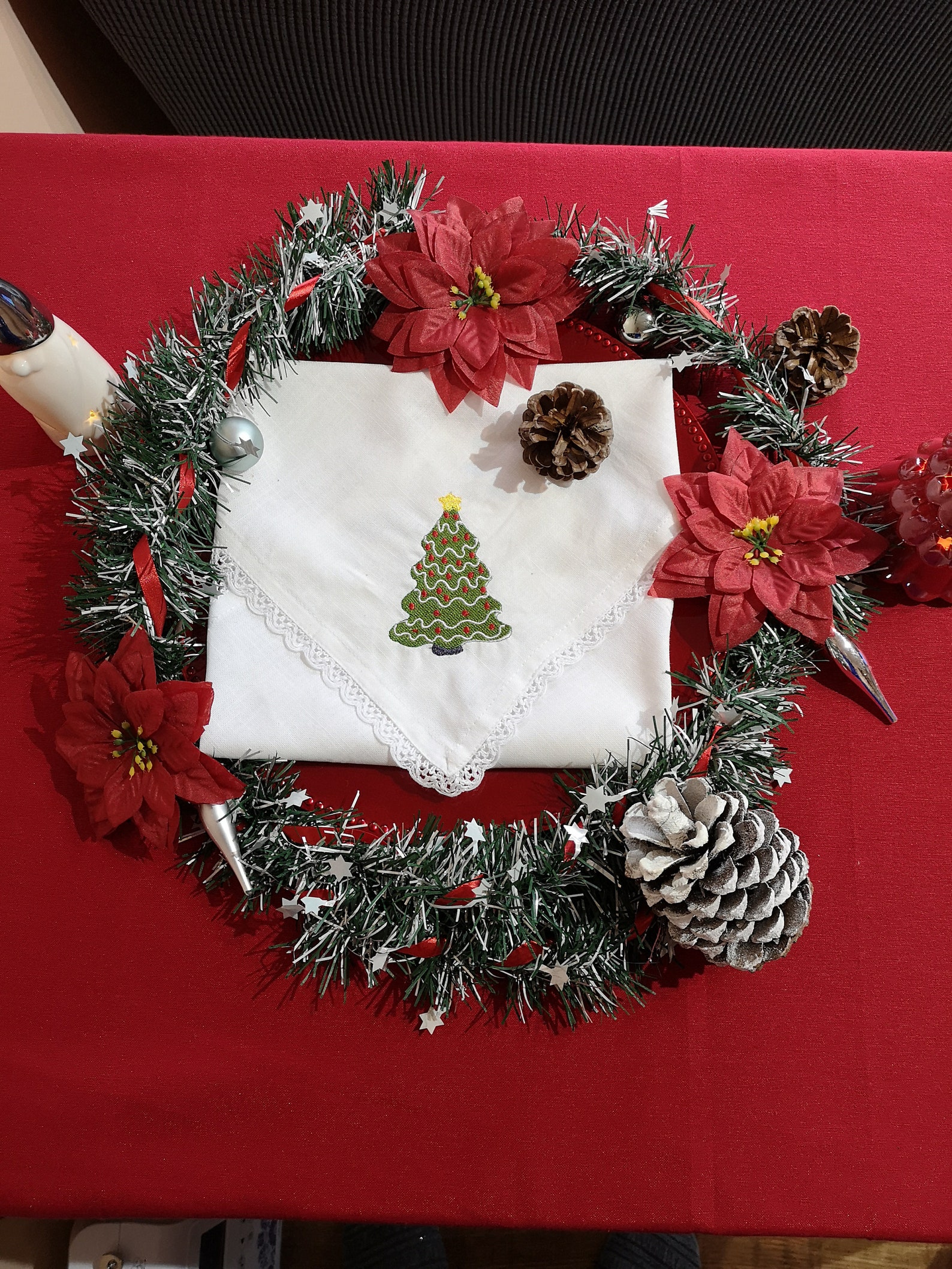 Navidad bordada Servilletas Algodón Regalo Perfecto Navidad | Etsy