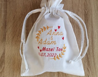 Personalised Jewish Smash Glass Bag UK Embroider Breaking Glass Pouch Jewish Groom Glass Bag Jewish Wedding Ceremony Gift Jewish Tradition