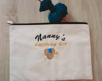 Personalised Knitting Bag for Nanny, Grandma Birthday Gift, Custom Pouch for Ladies