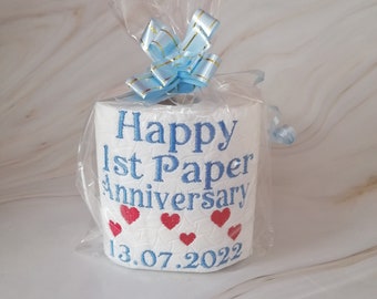 1st Paper Anniversary Gift, Novelty Gift, Embroider Toilet Paper, First Wedding Anniversary Gift, Anniversary Gift, Handmade Novelty Gift