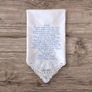 Lace Handkerchief: Custom Embroidered Wedding Hankie