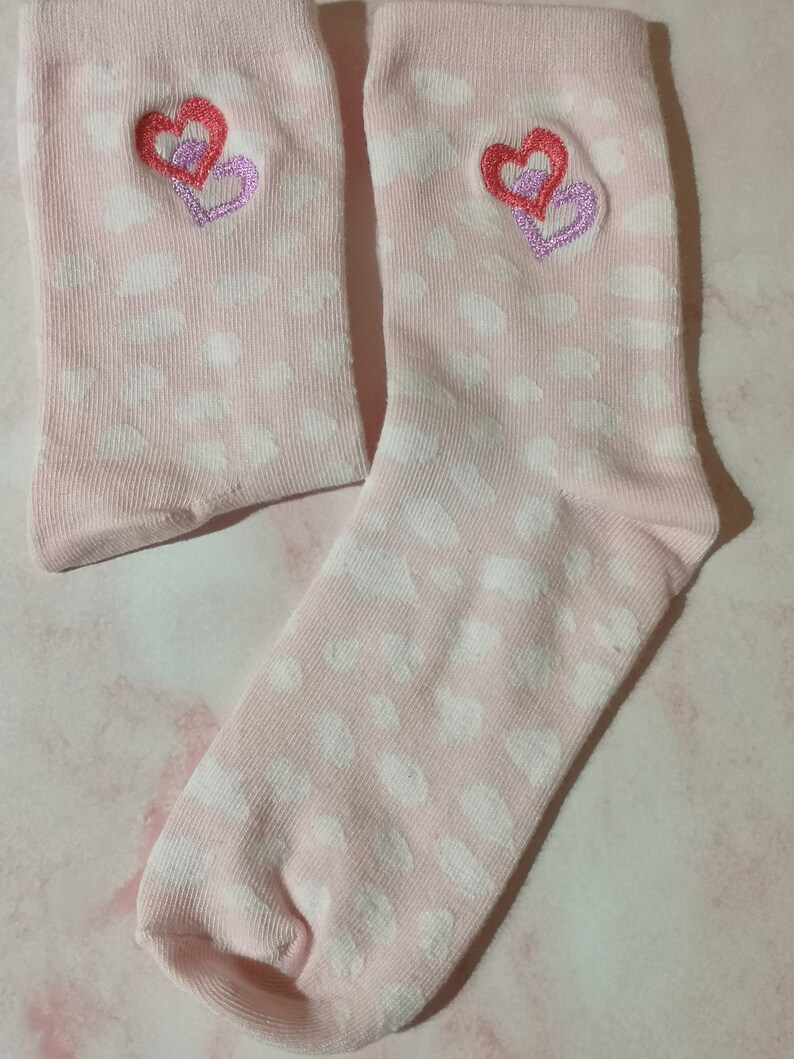 Cute Pink Socks Sister Birthday Gift, Ankle Socks, Socks with Hearts image 6
