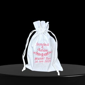 Personalized Jewish Wedding Breaking Glass Bag: Embroidered Mazel Tov Pouch