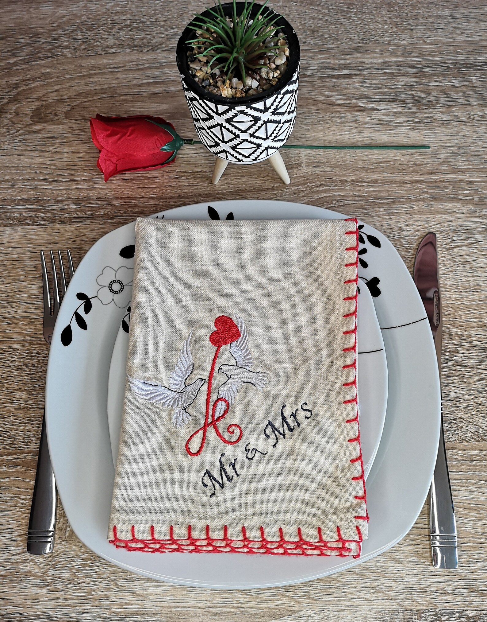 Personalised Wedding Napkins UK 4th Anniversary Gift UK Linen Etsy