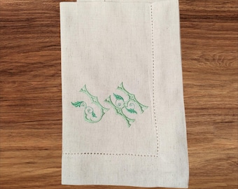 Personalised Embroidered Cotton Linen Napkin, 2nd Wedding Anniversary Gift, Linen Anniversary Gift
