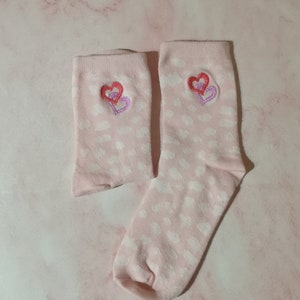 Cute Pink Socks Sister Birthday Gift, Ankle Socks, Socks with Hearts image 1