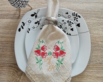 Poppy Cotton Napkins Set UK Personalised Napkin Set of 2,4,6,8,12 Table Serviette Table Decor Napkins with Laces