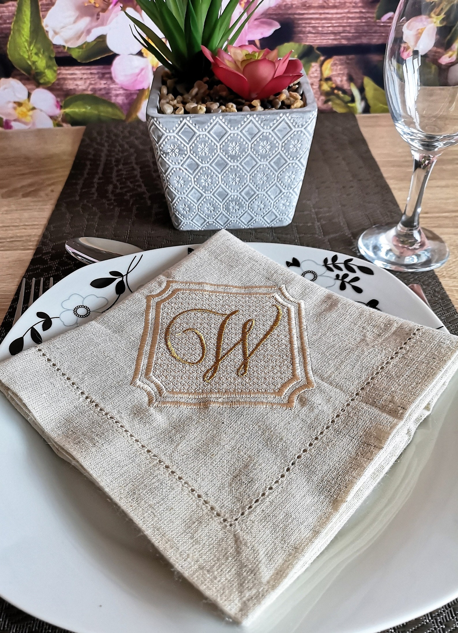 Personalised Napkins Cotton Napkins With Monogram Napkins Etsy.de