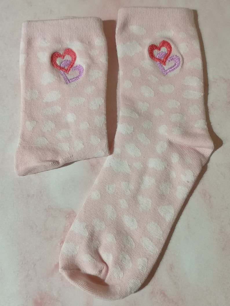 Cute Pink Socks Sister Birthday Gift, Ankle Socks, Socks with Hearts image 3