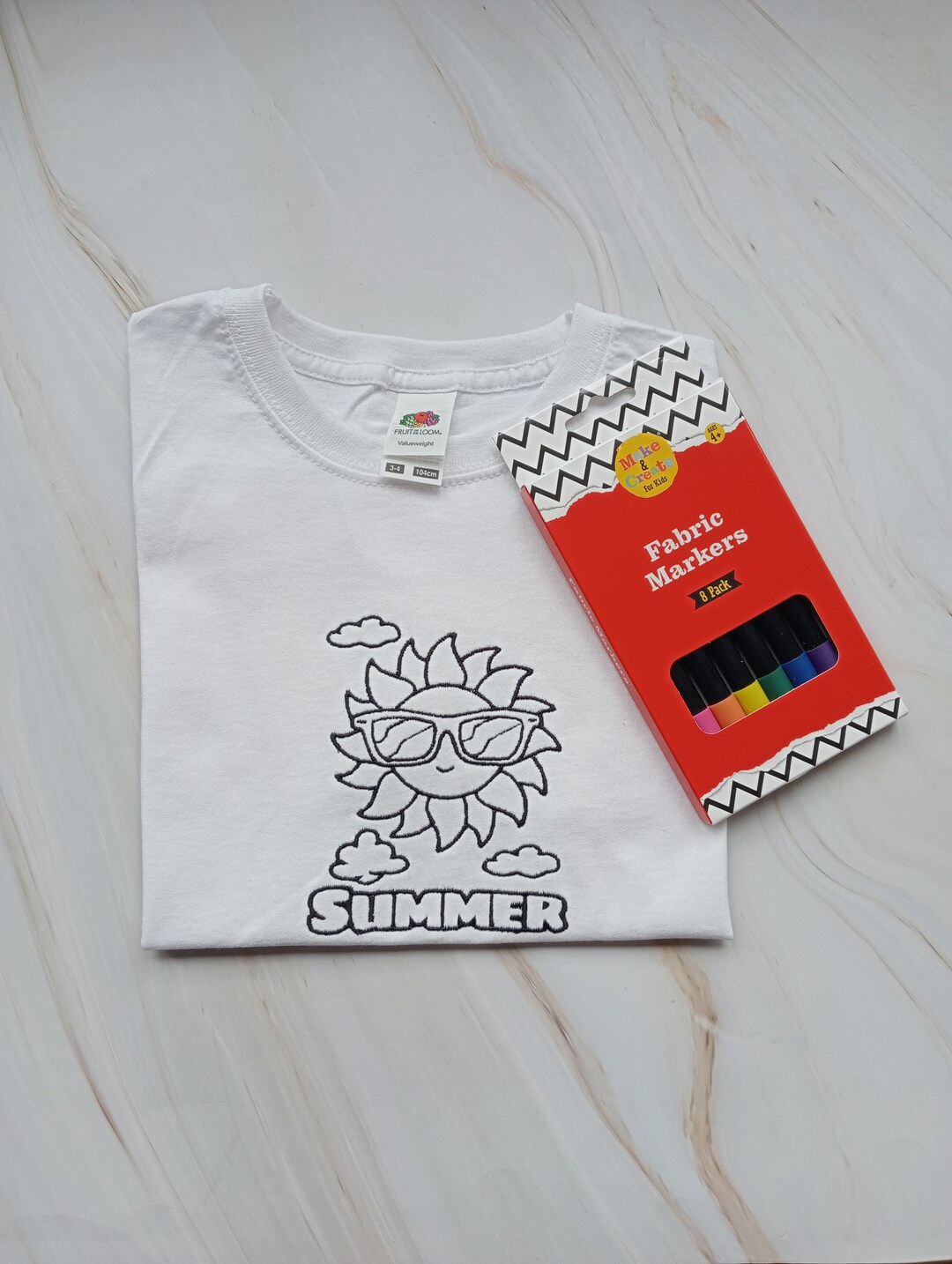 Personalised Summer Coloring T-shirts for Kids, Activities T-shirts for