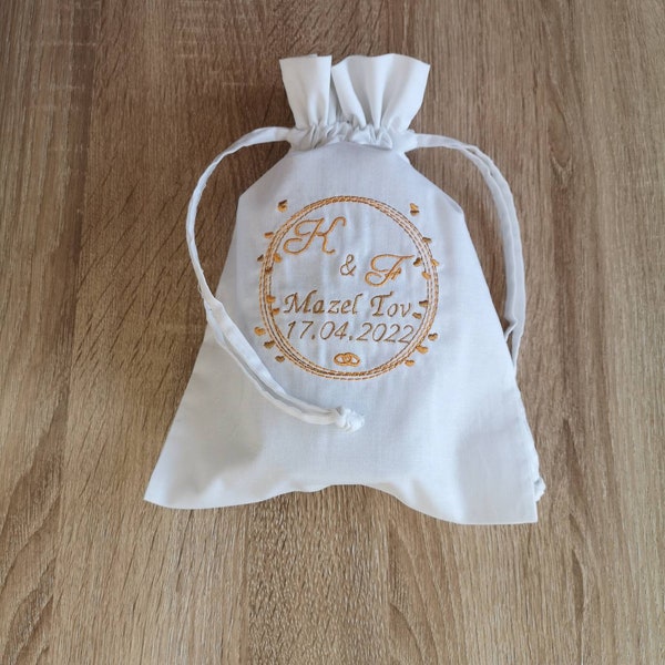 Sac brise-verre personnalisé pour mariage juif de Houppa au Royaume-Uni pochette en verre smash brodée sac en verre pour marié juif cadeau de cérémonie de mariage juif